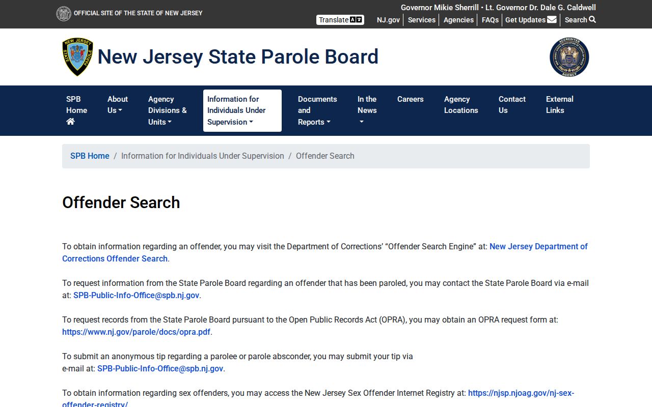 Piscataway residents directory New Jersey official parole information route